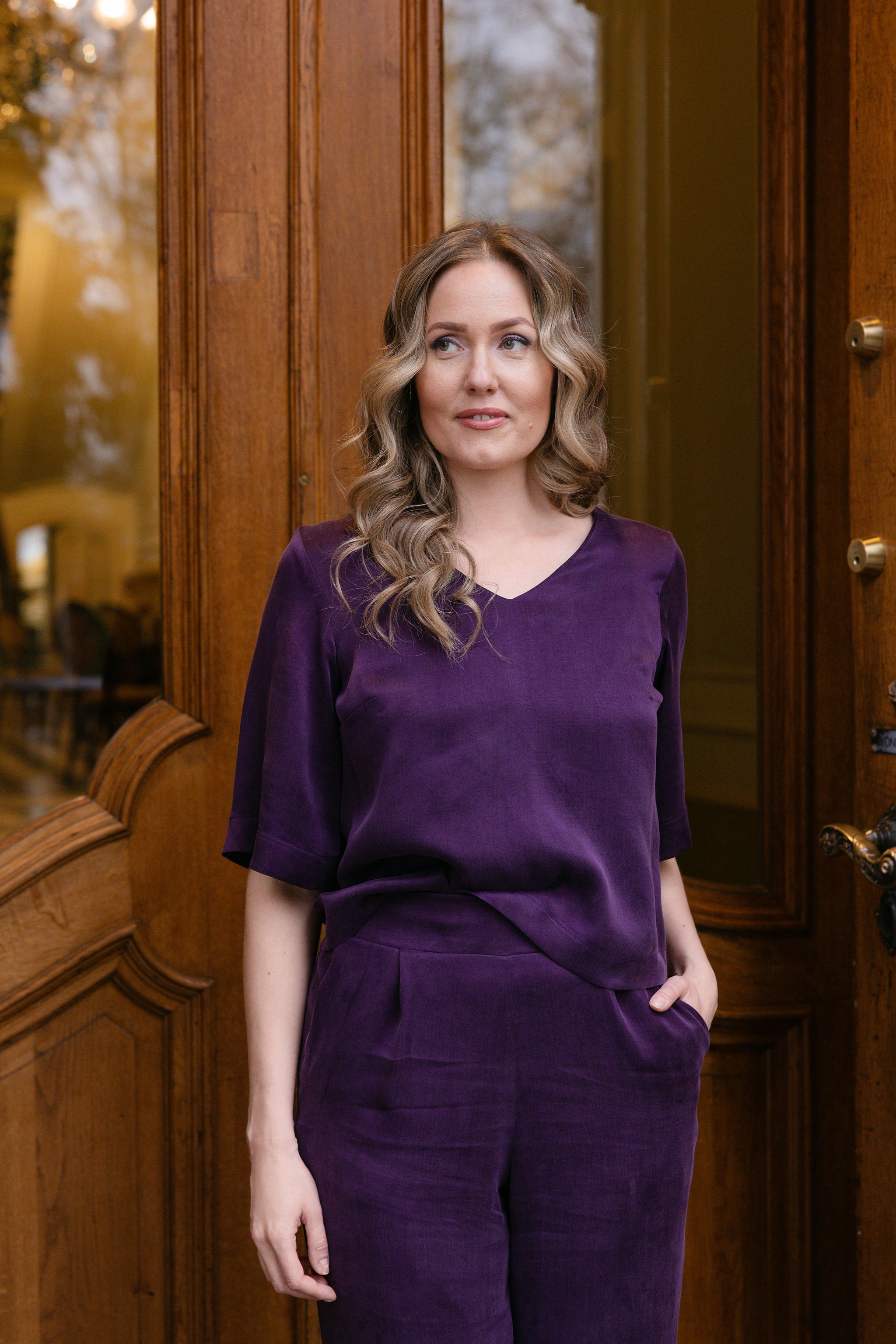 Violetti juhlapusero-pusero-feeK