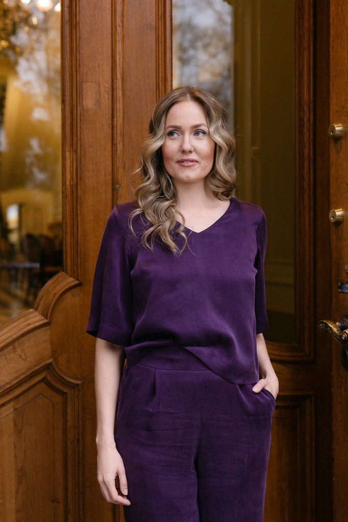 Violetti juhlapusero-pusero-feeK